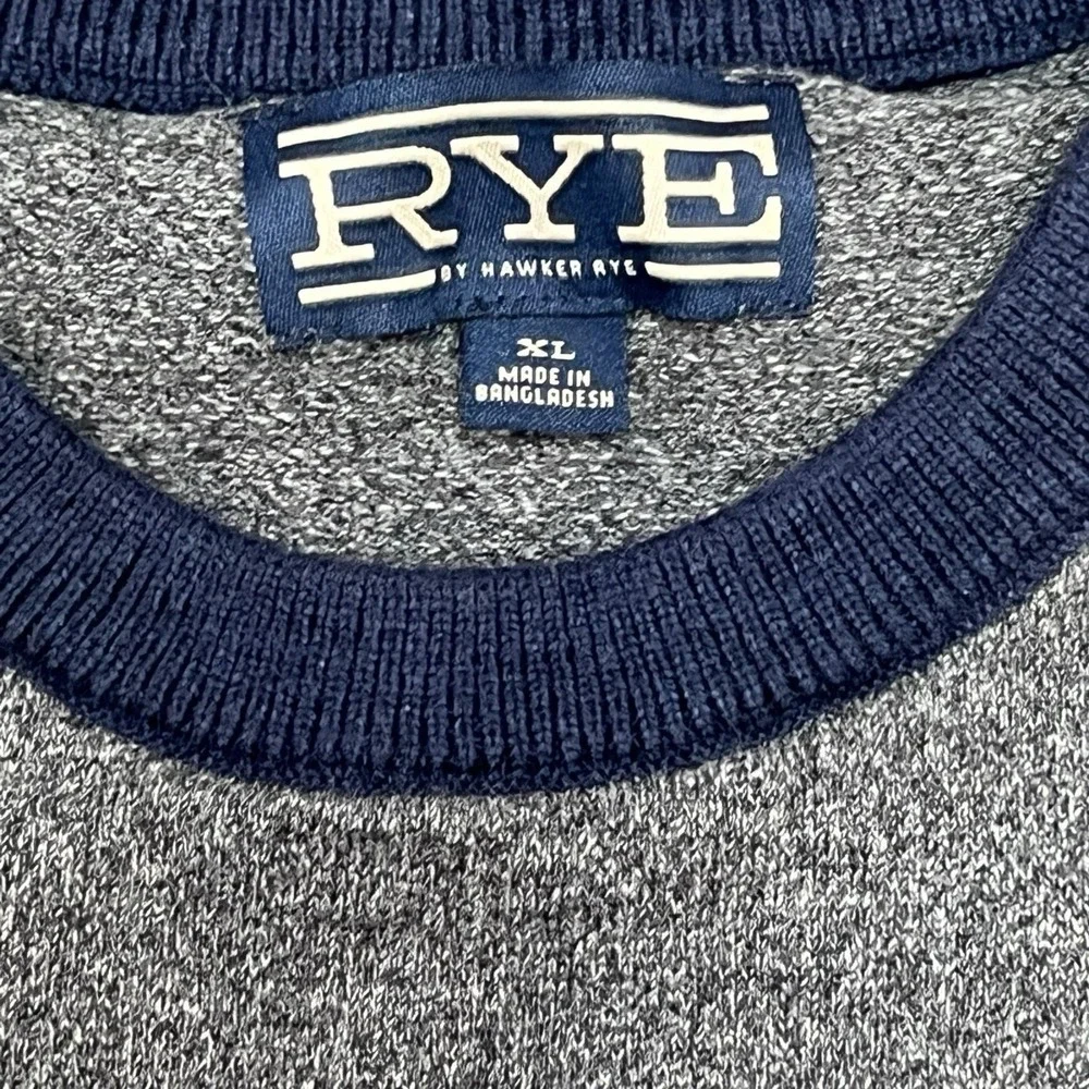 Rye By Hawker‎ Rye Men's Grey And Navy Blue Crewneck Sweater XL